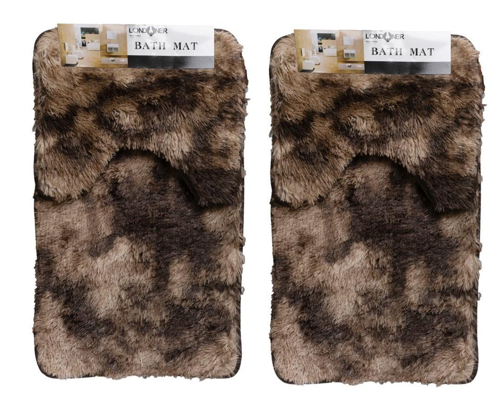 Londoner Flory 2-Piece Bath Mat Set – Brown & Cream Floral Design