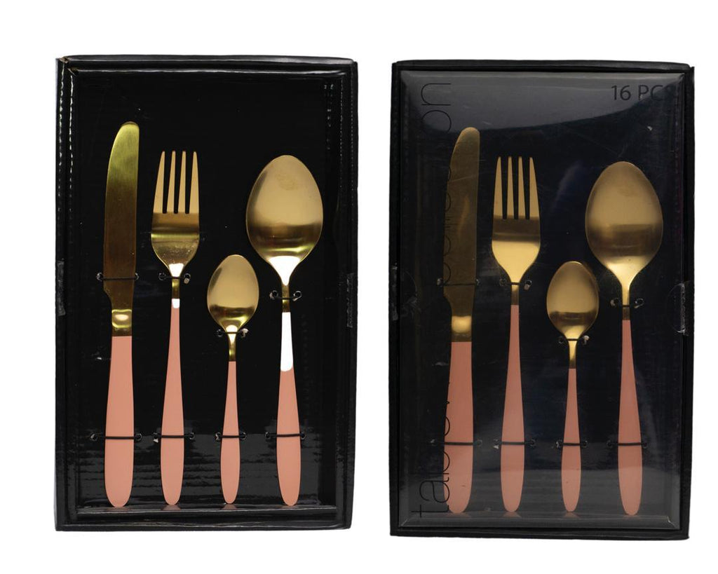 Excellent Houseware Pink & Gold 16-Piece Cutlery Set