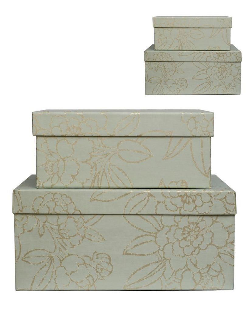 Tea Green 2-in-1 Gift Box Set with Gold Floral Design