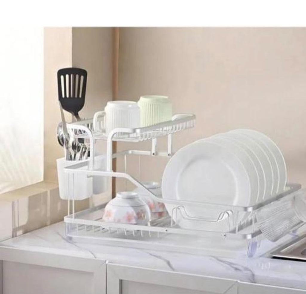 Aluminum 2 Layer Dish Rack – Silver