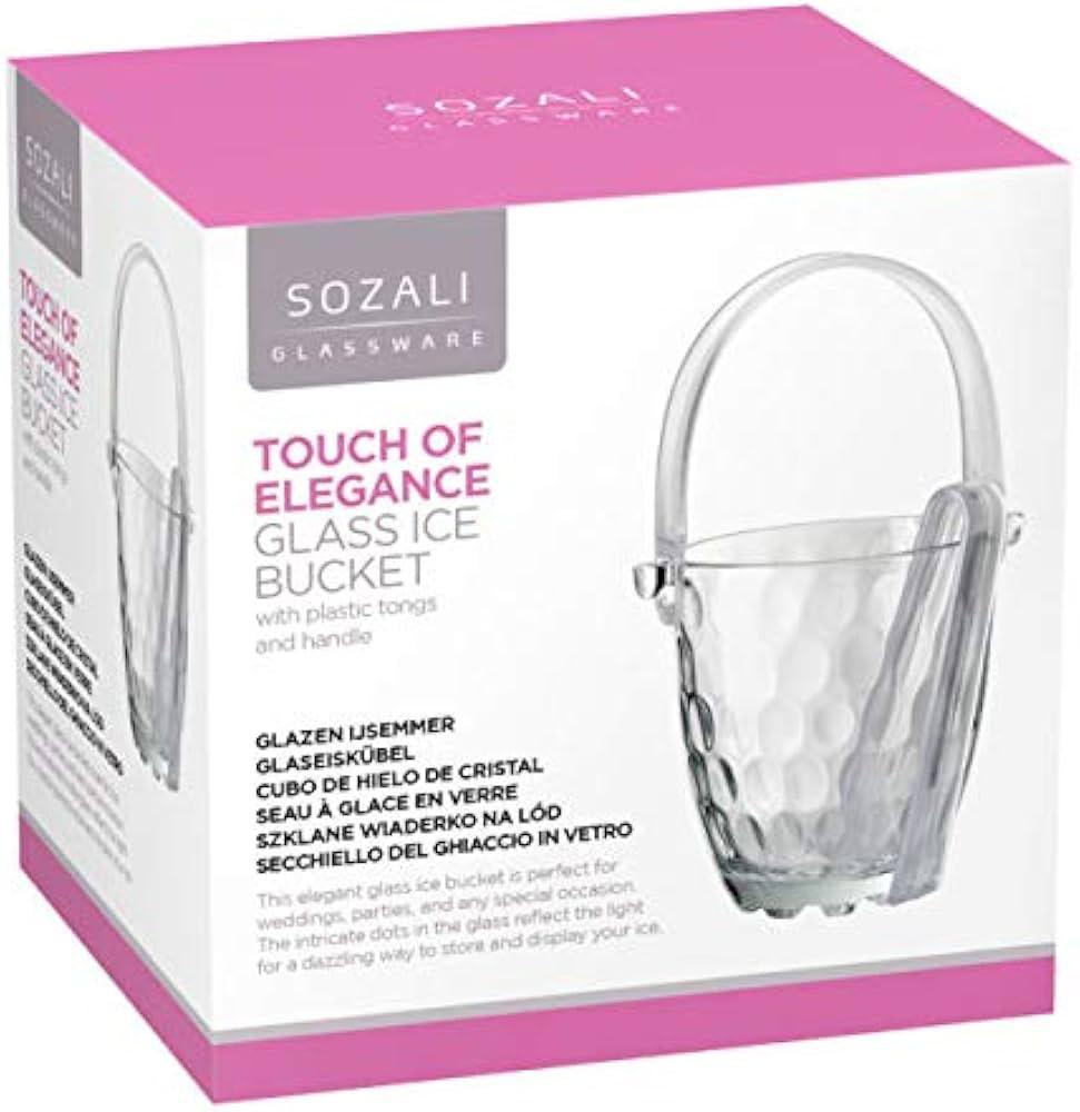 Sozali Glass Ice Bucket with Handle & Tongs – Touch of Elegance