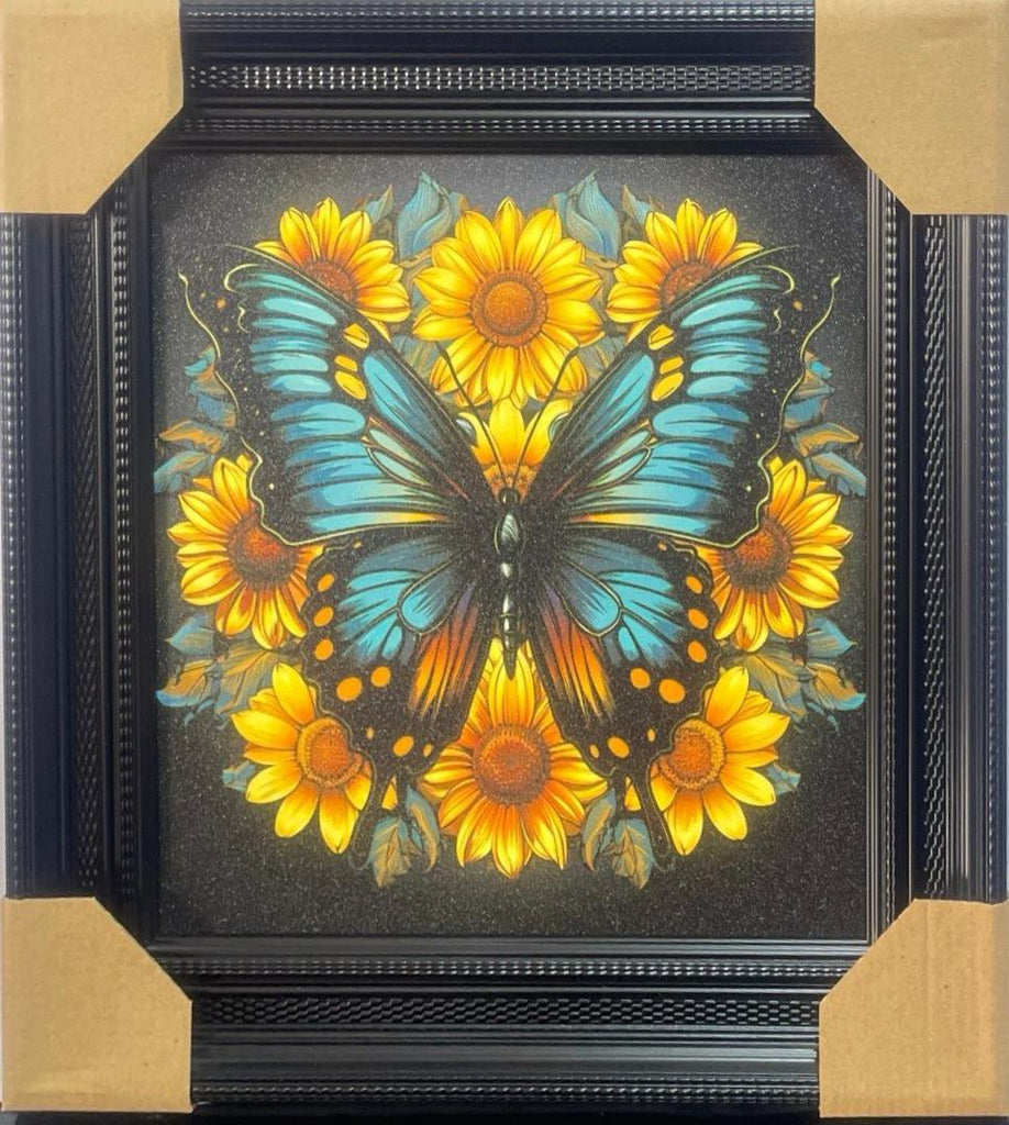 Luxury Modern Flower & Butterfly Wall Art – 35.5 x 35.5 cm