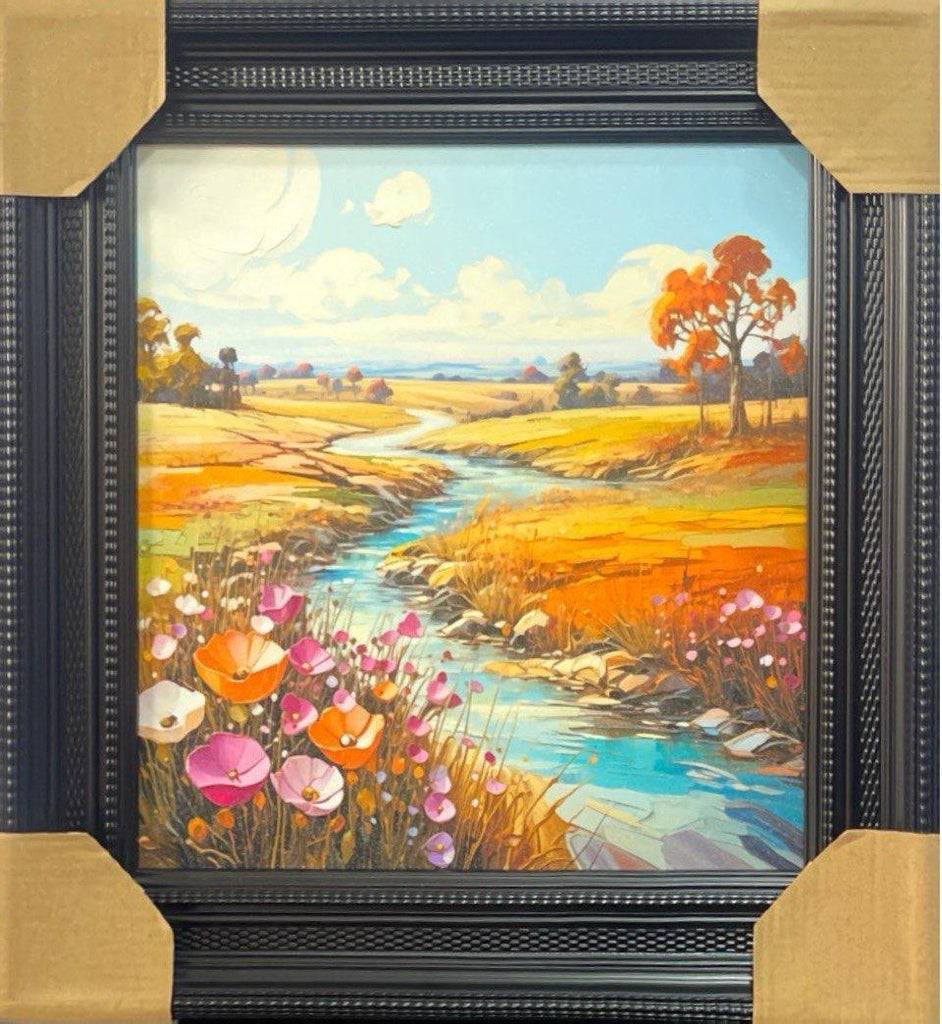 Luxury Modern Countryside Stream Wall Art – 35.5 x 35.5 cm