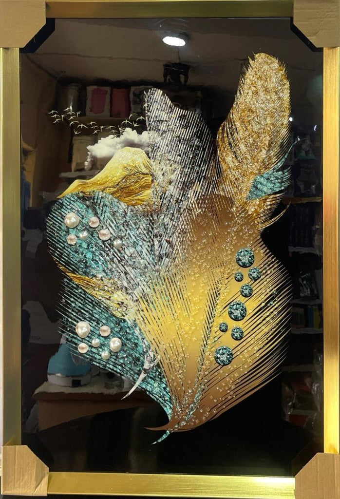 Modern Abstract Feather Art Painting – 50.5 x 70 cm