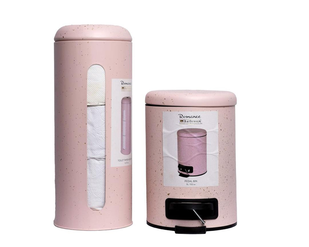 ROMANCE 3L Pedal Bin & Toilet Paper Holder Bathroom Set