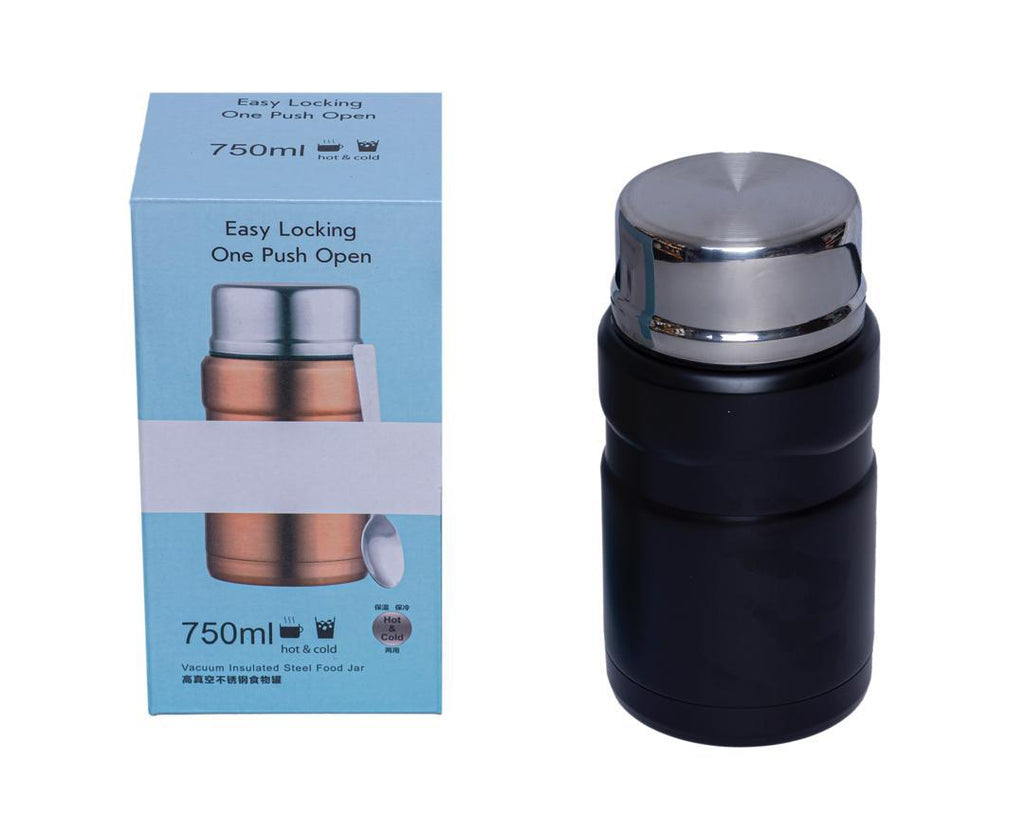 One Push Open Easy Locking 750ml Food Flask with Spoon