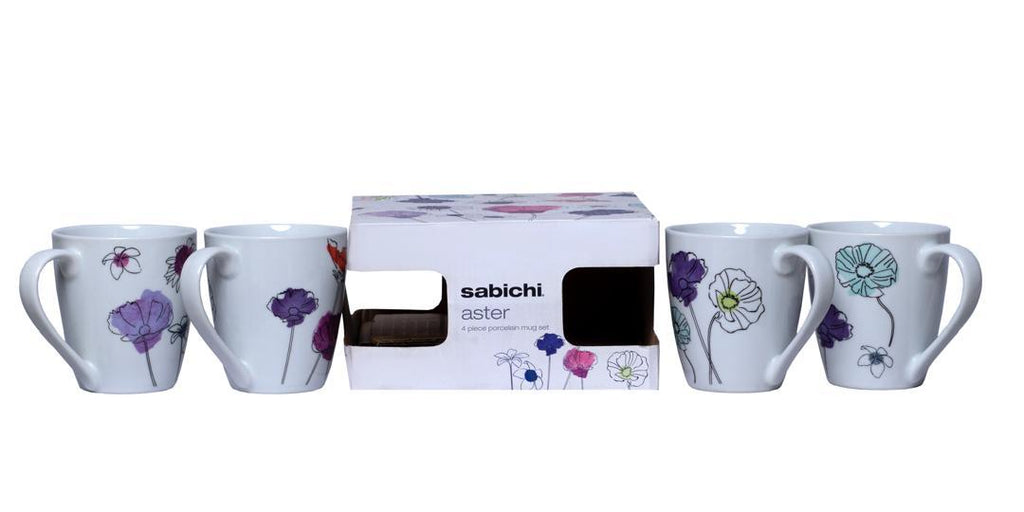 Stylish Sabichi 4-in-1 Mug Set – Elegant Floral Design for Your Breakfast Routine