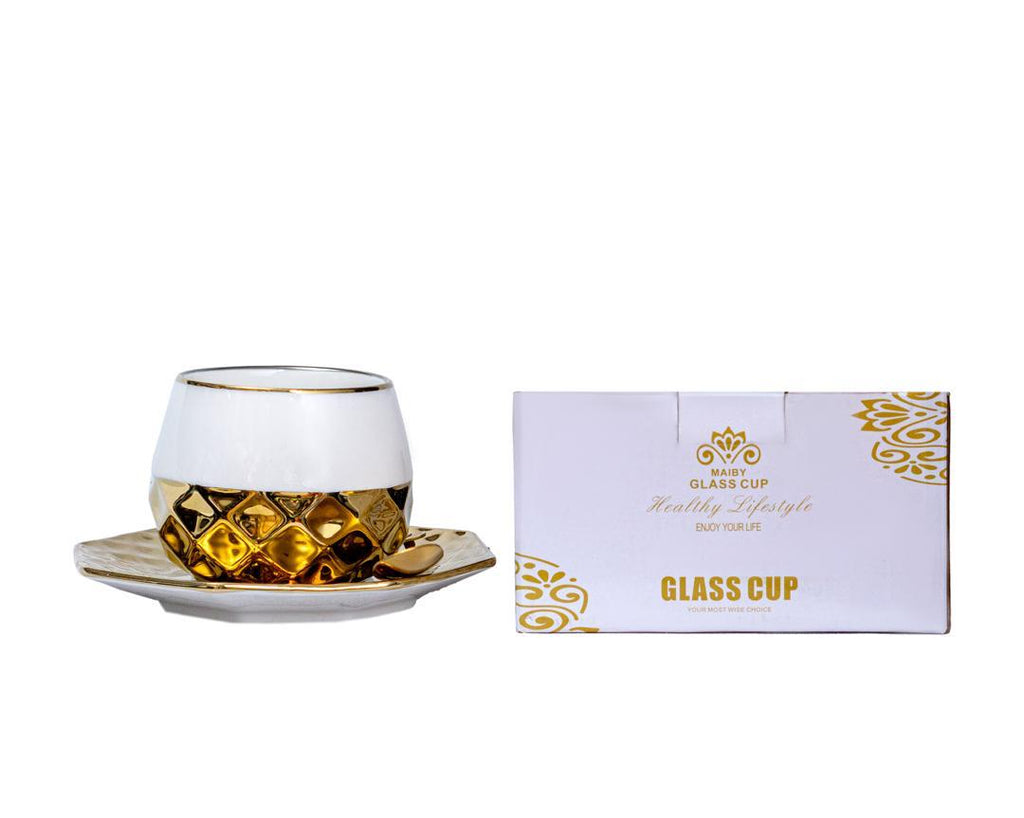 Elegant White & Gold Tea/Coffee Cup and Saucer Set
