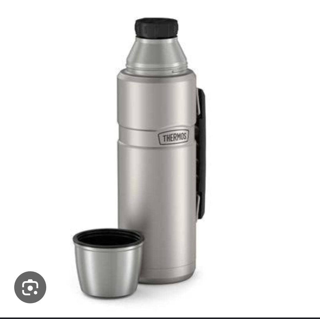 THERMOS Vacuum Insulated Double-Wall Stainless Steel Flask – 1.2L (Chrome, Red & Black)