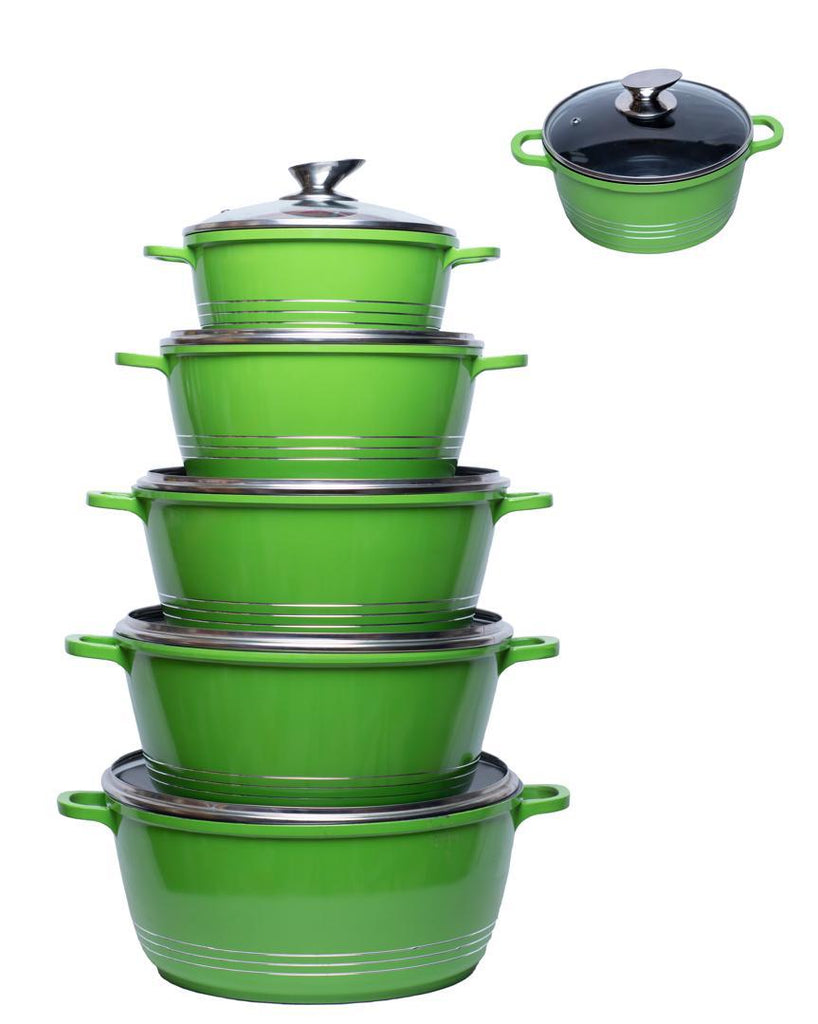 SQ Professional 5-Piece Ceramic Coated Cookware Set with Tempered Glass Lids