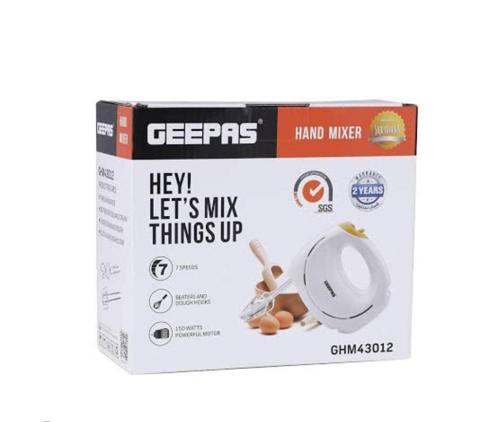 GEEPASS 7-Speed Hand Mixer with Batter & Dough Hooks – 150W
