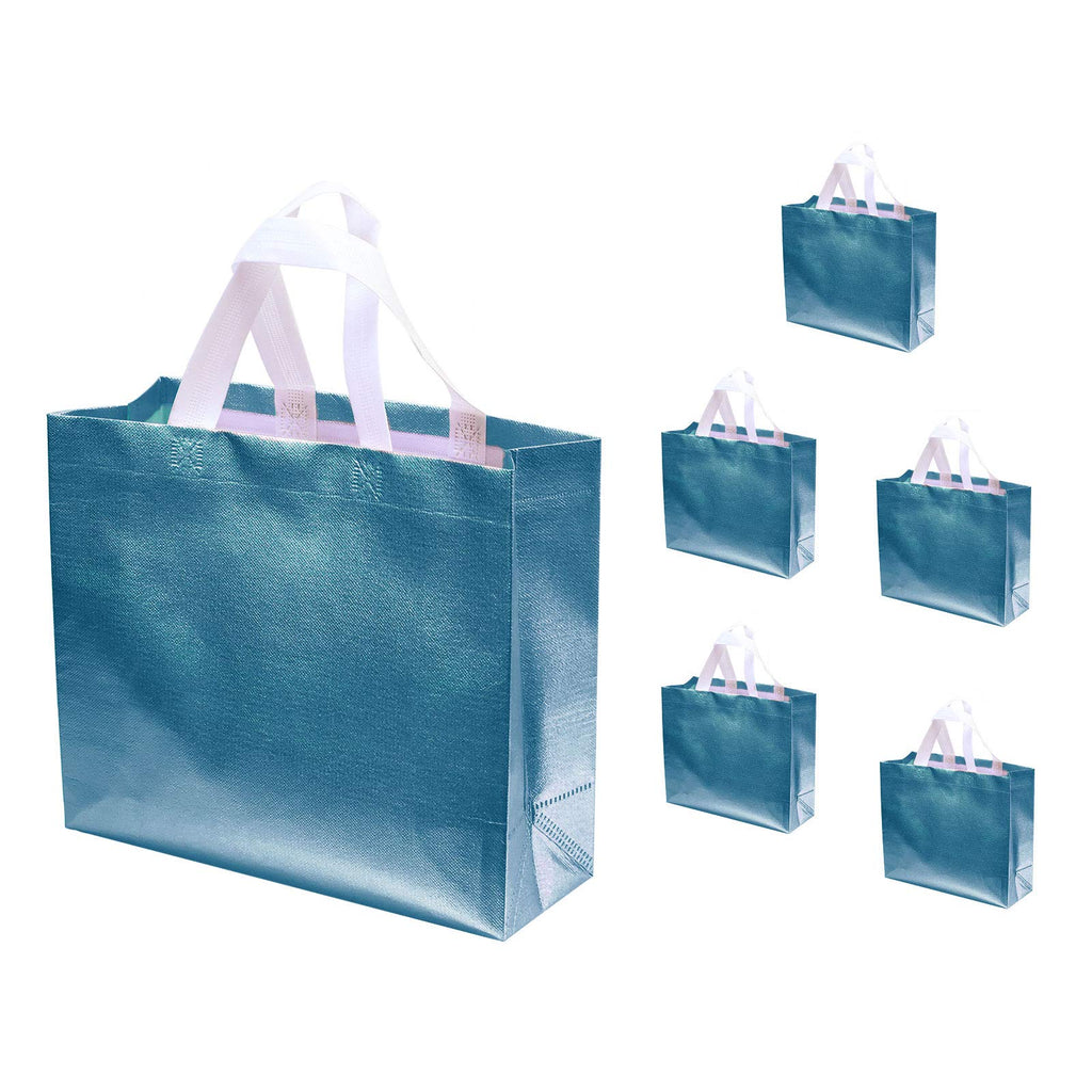 Metallic Blue Carrier Bag with White Handles – Pack of 10