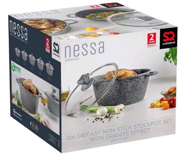SQ Professional Nessa 5-Piece Diecast Non-Stick Stock Pot Set