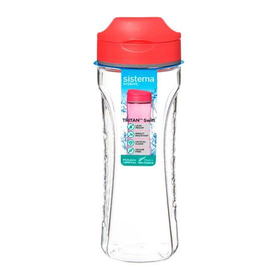 Sistema Transparent Water Bottle – 600ml BPA-Free Leakproof Bottle