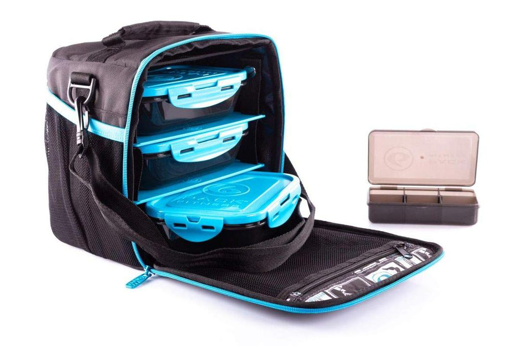 Six Pack Fitness Blue/Black Shoulder Lunch Bag with Cooling Gel Pack