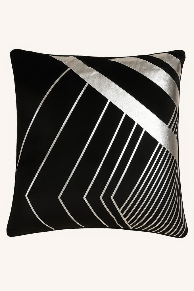 Luxury Black & Silver Square Throw Pillow – 44cm x 44cm
