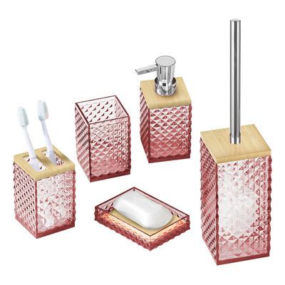 5-Piece Transparent Diamond Patterned Acrylic Bathroom Accessory Set.