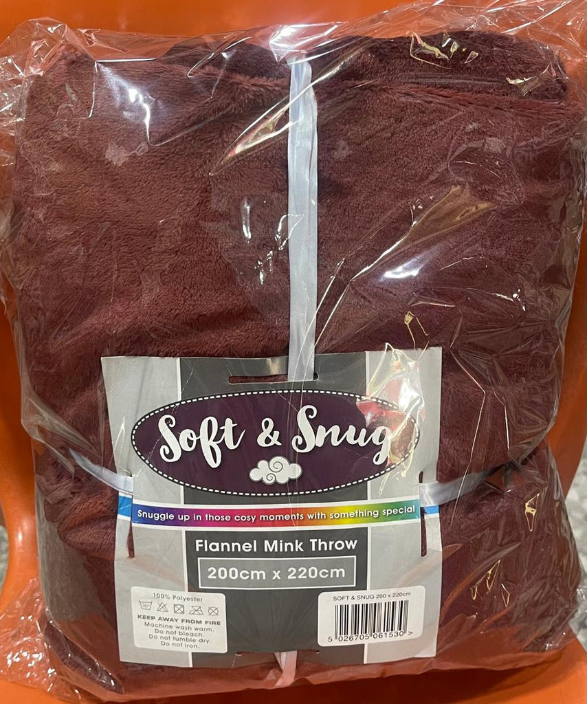 Soft & Snug Flannel Mink Throw (200cm x 220cm)