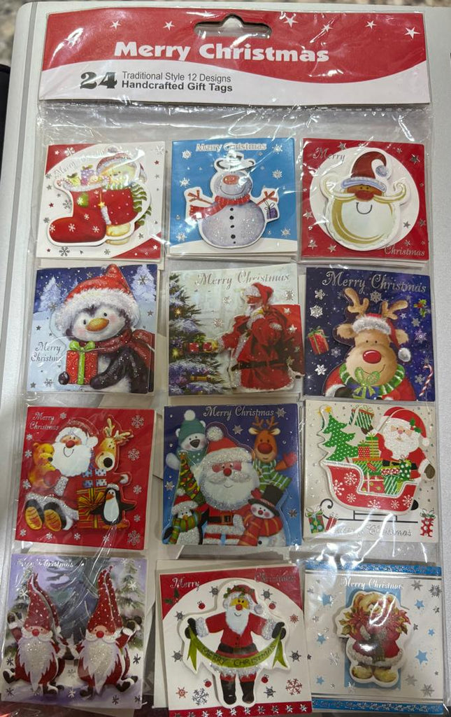 Merry Christmas 24 Traditional 12 Designs Handcrafted Gift Tags
