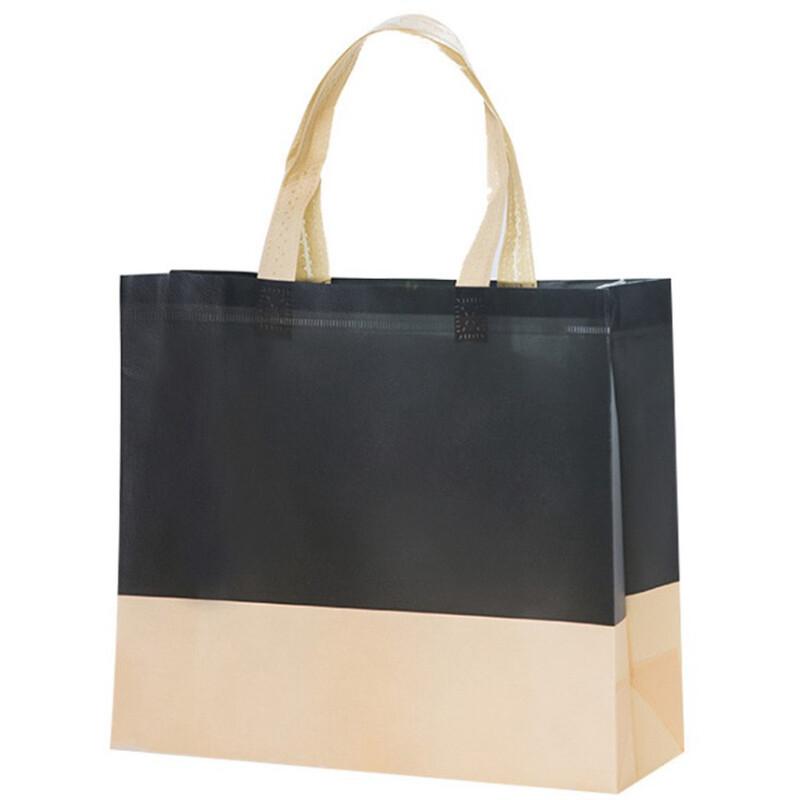Two-Tone Carrier Bag (Black & Beige) – Pack of 10