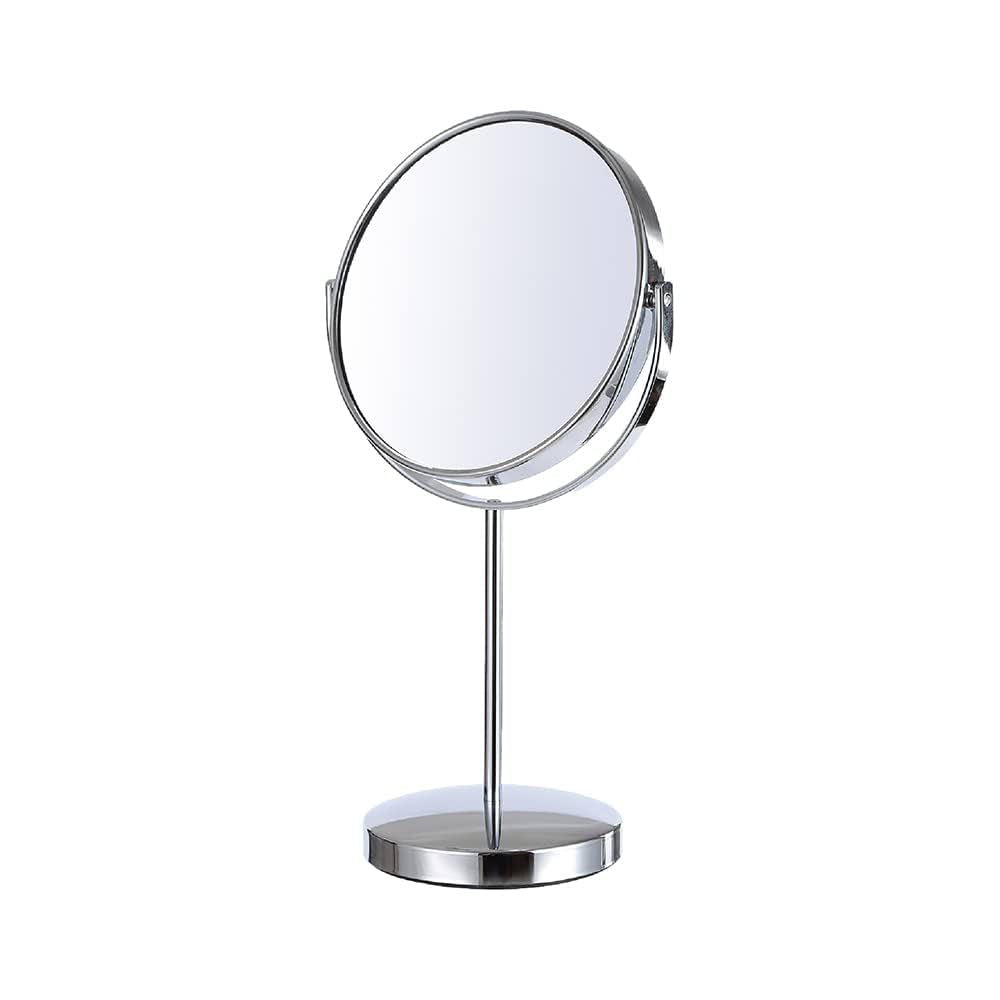 Satin Nickel Double-Sided Countertop Mirror (1X/5X Magnification)