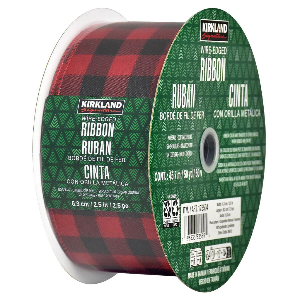 Kirkland Wire-Edged Ribbon – 50 Yards (6.3 cm / 2.5 in / 2,5 po)
