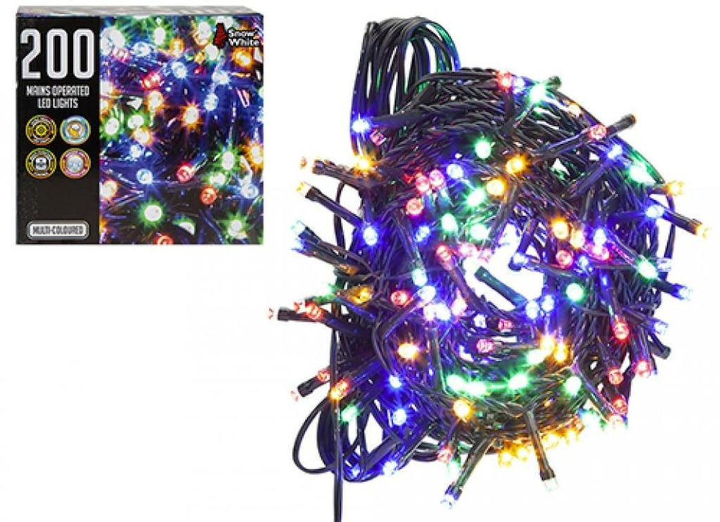 Christmas Snow White 200 Mains Operated LED Lights – Multicolored
