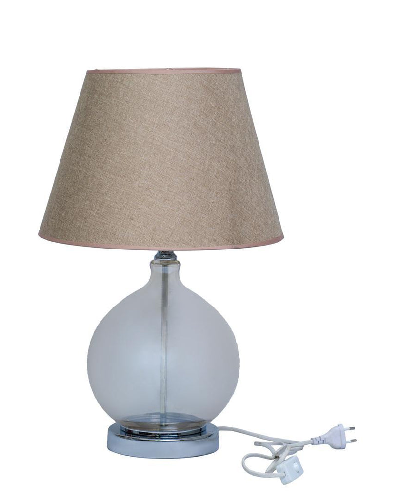 Transparent Base Table Lamp with Beige Shade