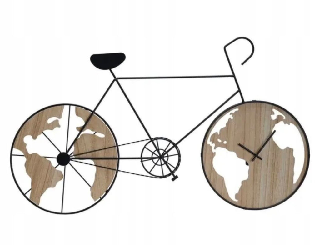 Bicycle World Map & World Clock – 84 × 49 cm