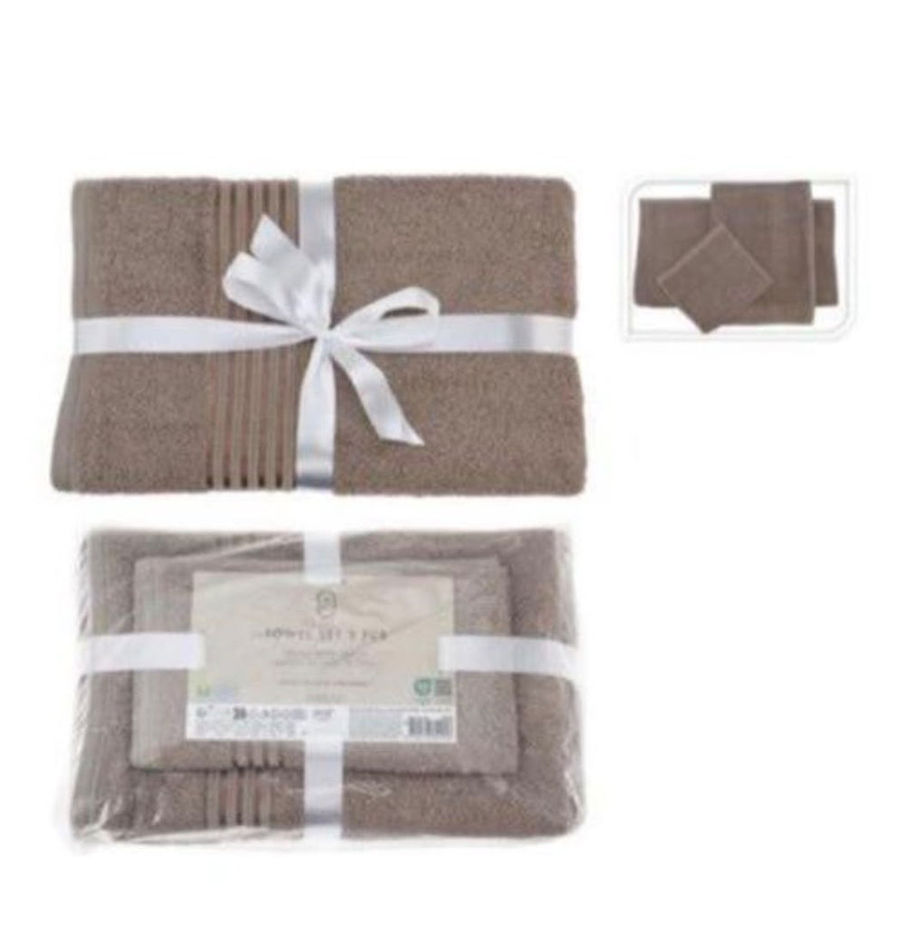 Essentials by Home & Styling 3-Piece Towel Set – Brown