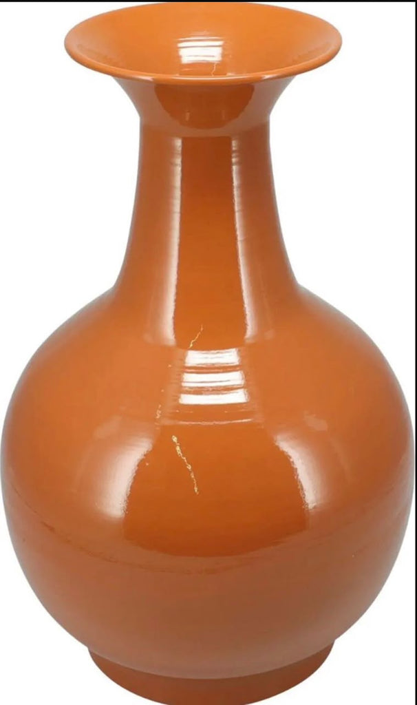 Brown Zinc Vase – Caramel Glossy Finish