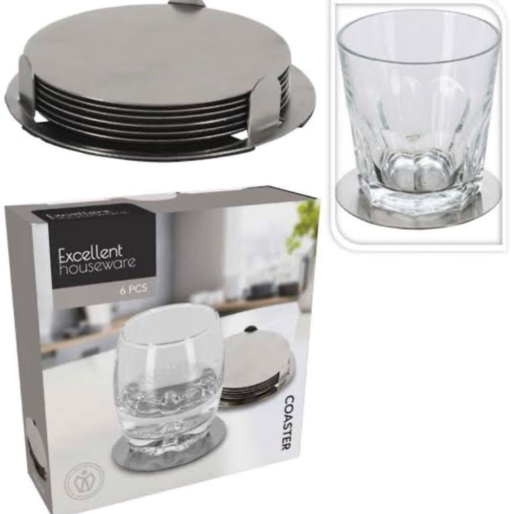 Excellent Houseware Coaster Set with Holder – 6 Pieces