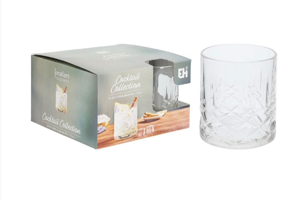 Excellent Houseware Cocktail Collection Drinking Glasses – Set of 4, 35cl