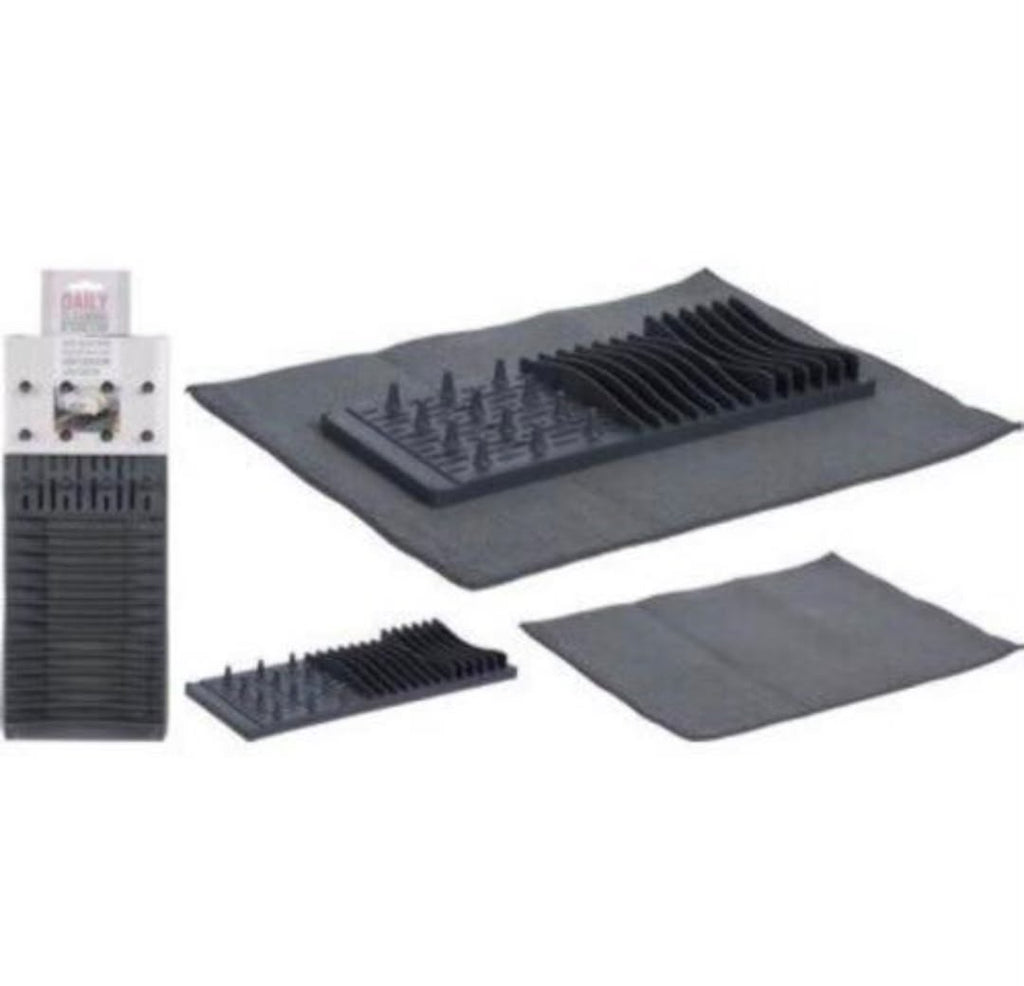 Ultra Clean Dish Rack with Microfiber Mat – Grey