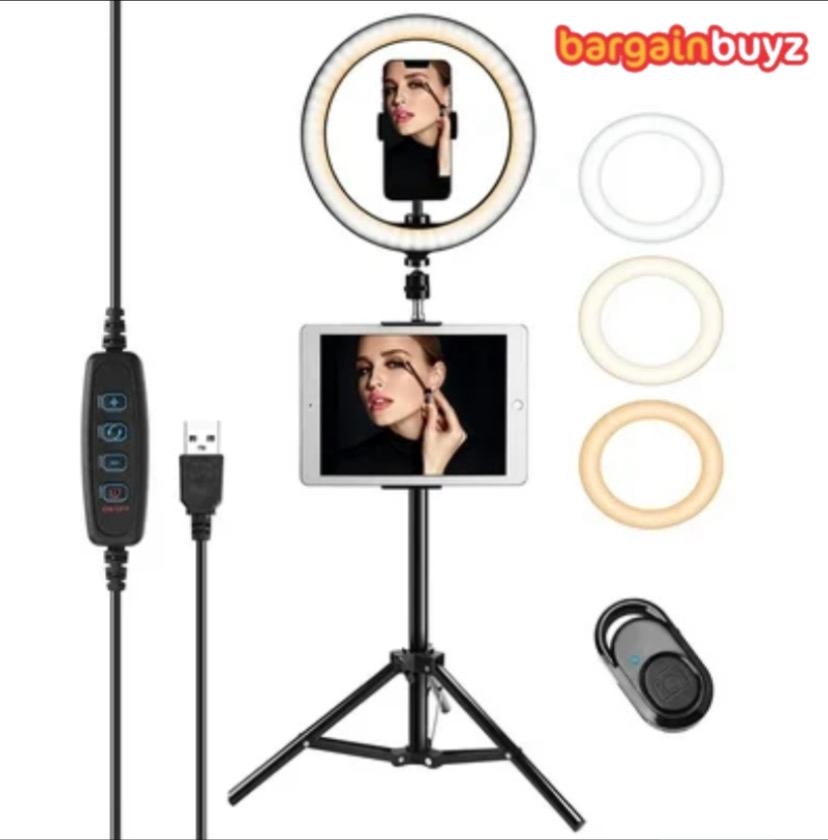 JACKYLED 10 LED Selfie Ring Light with Tripod & Device Holder