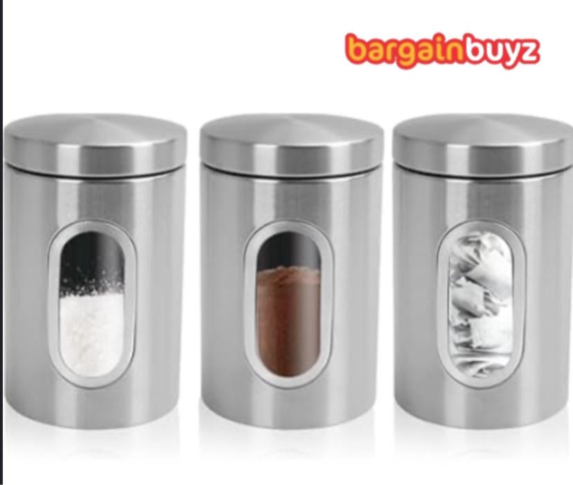 Top 3 Kitchen Storage Canisters – Stainless Steel 3-Piece Set
