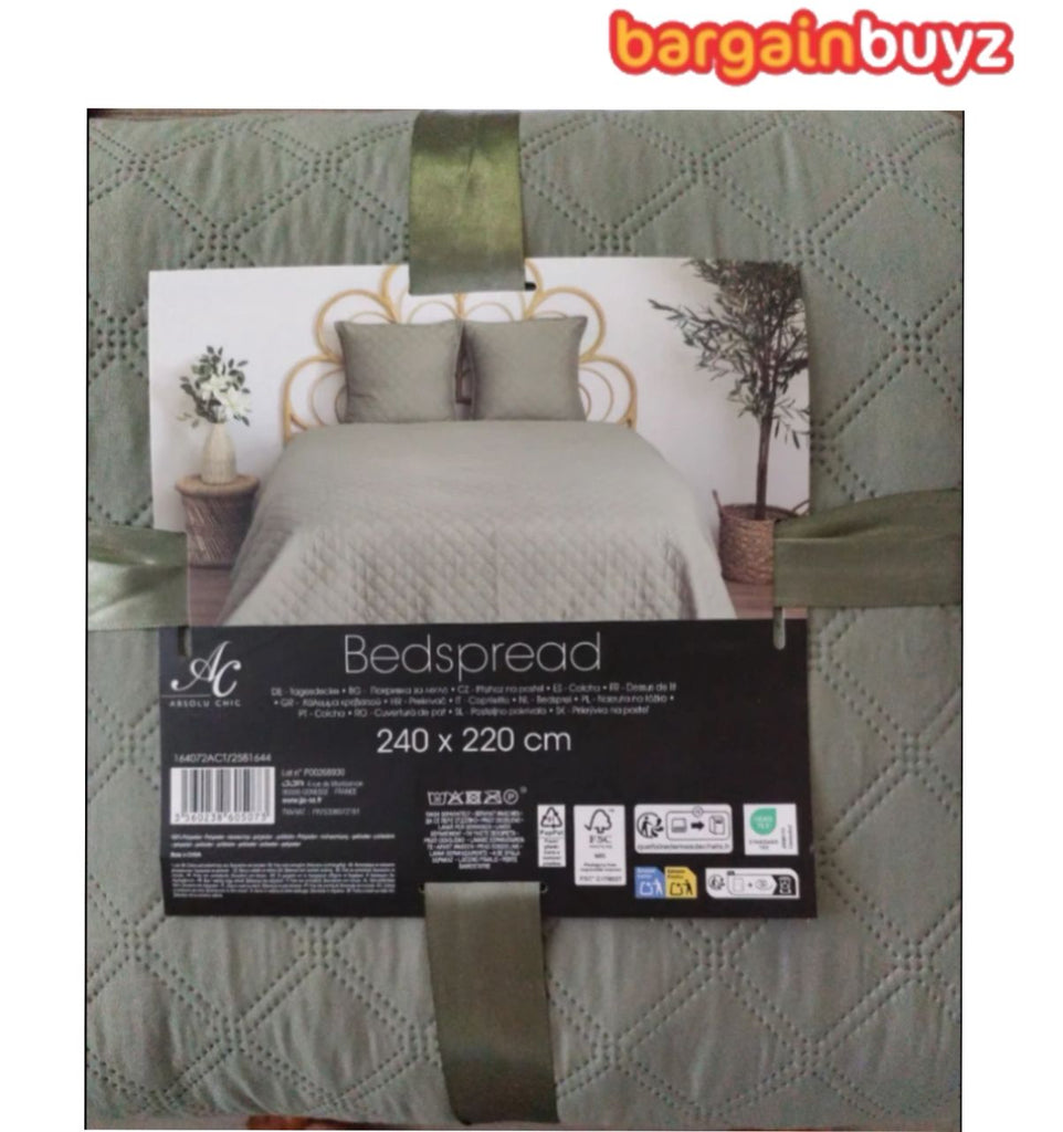 Sage Quilted Bedspread – 240 x 220 cm