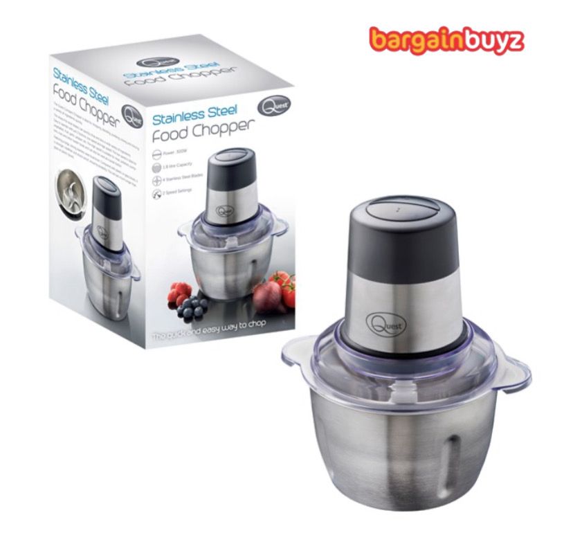 Quest Stainless Steel Food Chopper – 1.8L, 4 Blades, 2 Speeds