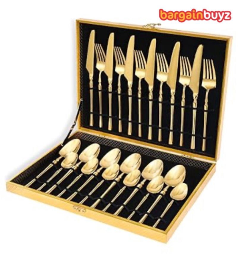 ZCF Gold 24-Piece Stainless Steel Flatware Set – Service for 6