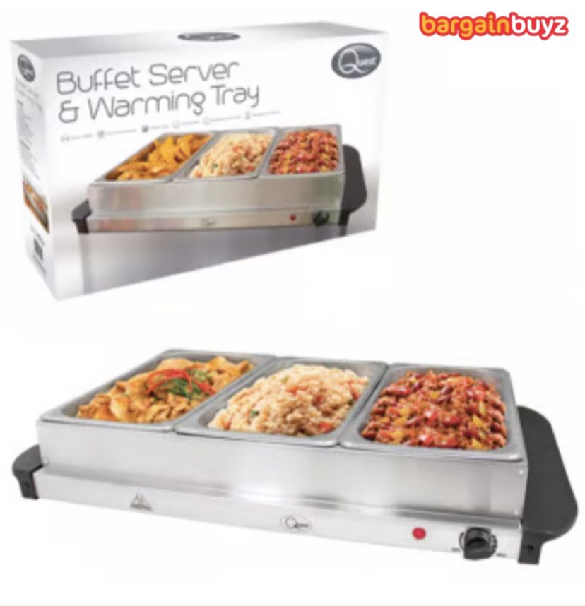 Quest Buffet Server & Warming Tray – 3 Stations, 2.4L Each