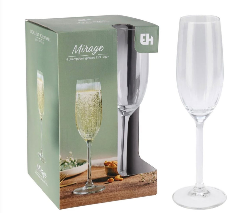 Excellent Houseware Mirage Champagne Glasses – Set of 4, 21cl
