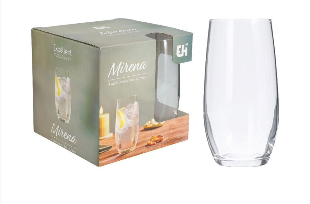 Excellent Houseware Mirena Water Glasses – Set of 4, 38cl