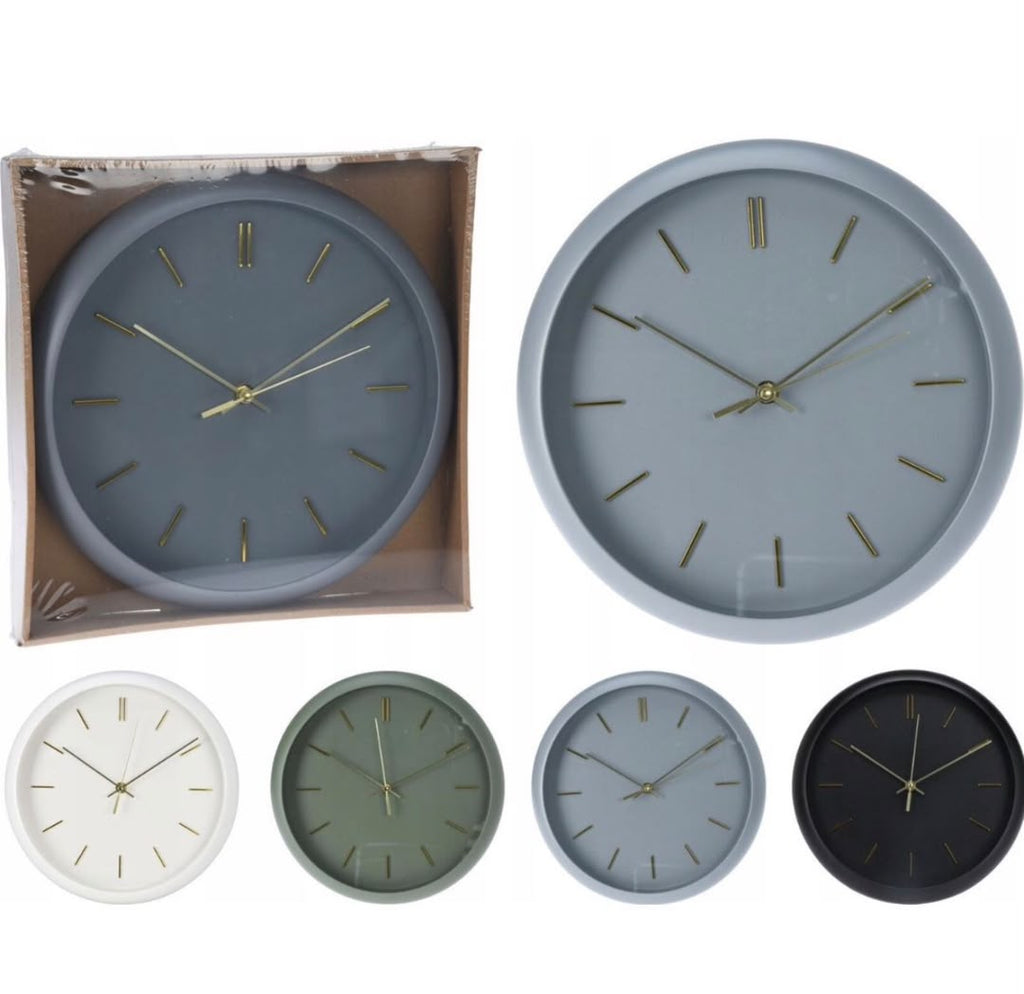 Golden Number and Golden Hand Round Wall Clock – Assorted Colours