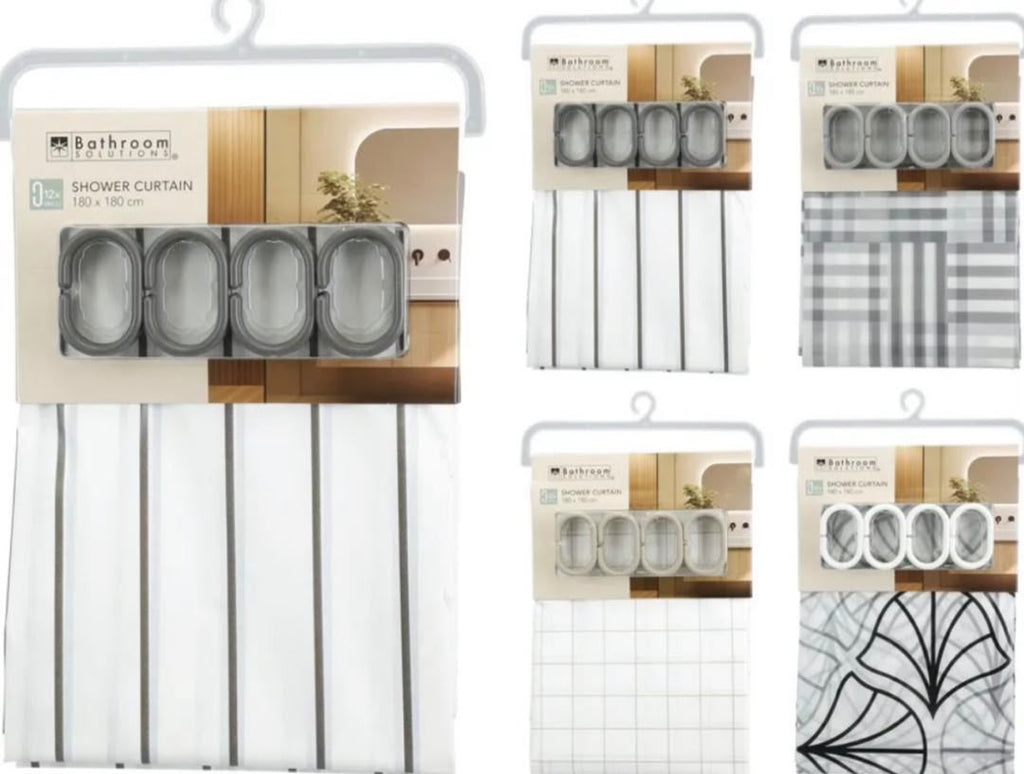 Bathroom Solutions Polymer Shower Curtain Set – 180 × 180 cm