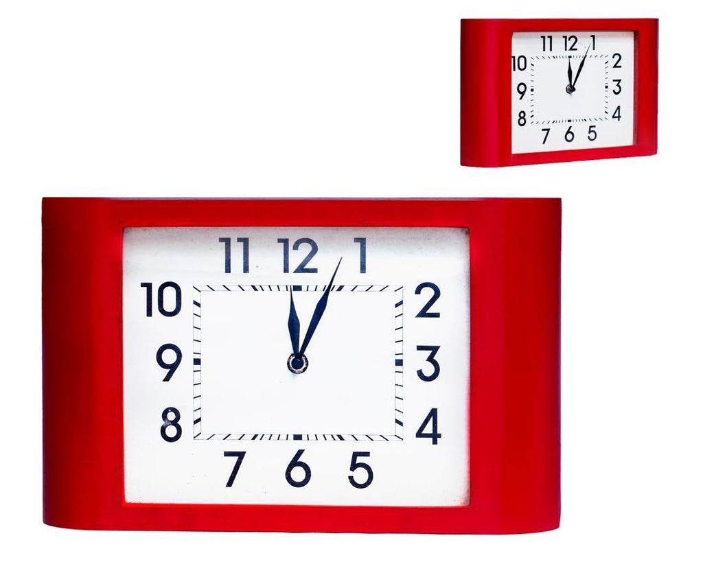 Red Frame Wall Clock – 22x32cm