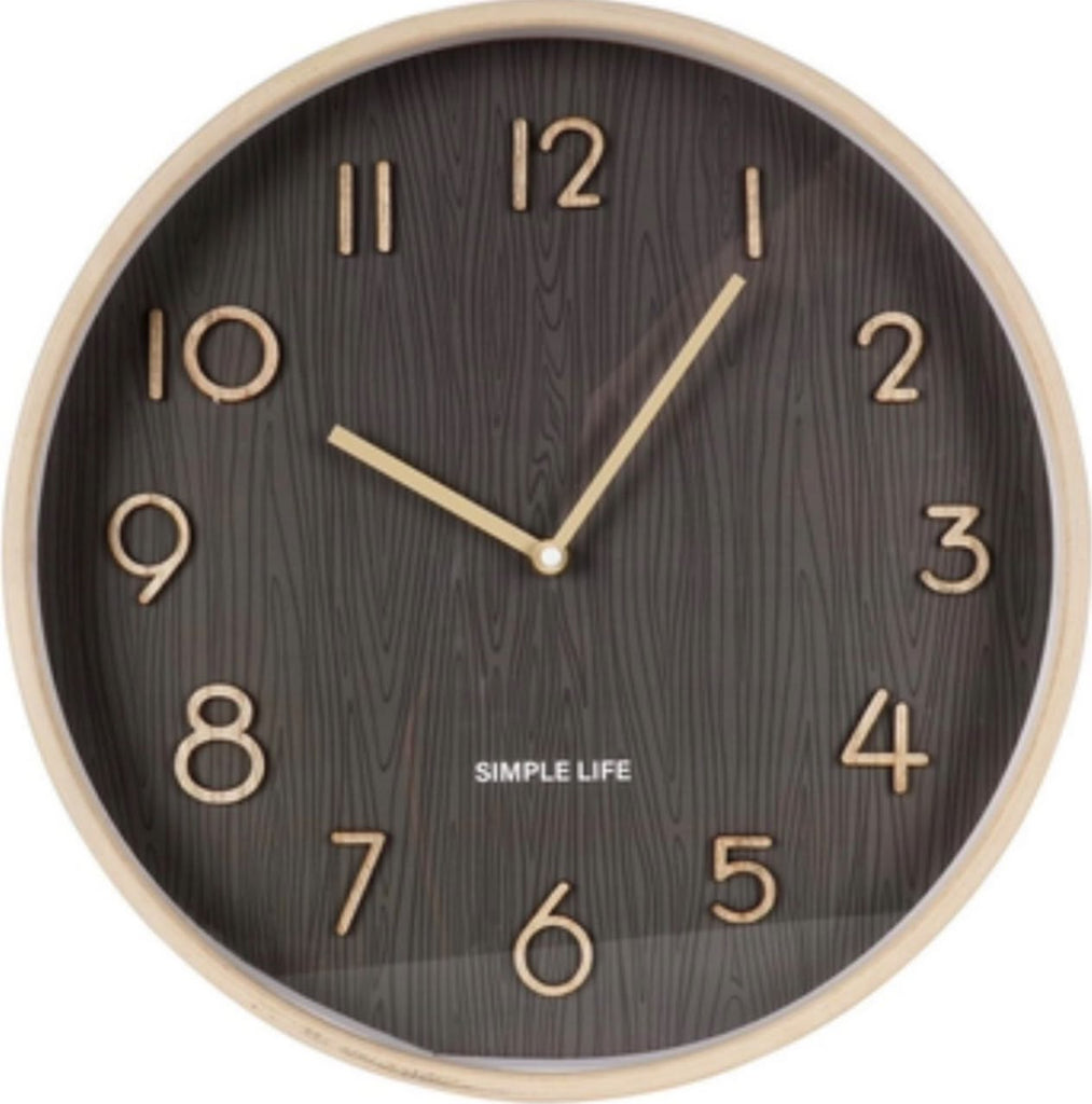 Simple Life Round Gray Wooden Wall Clock – 38cm
