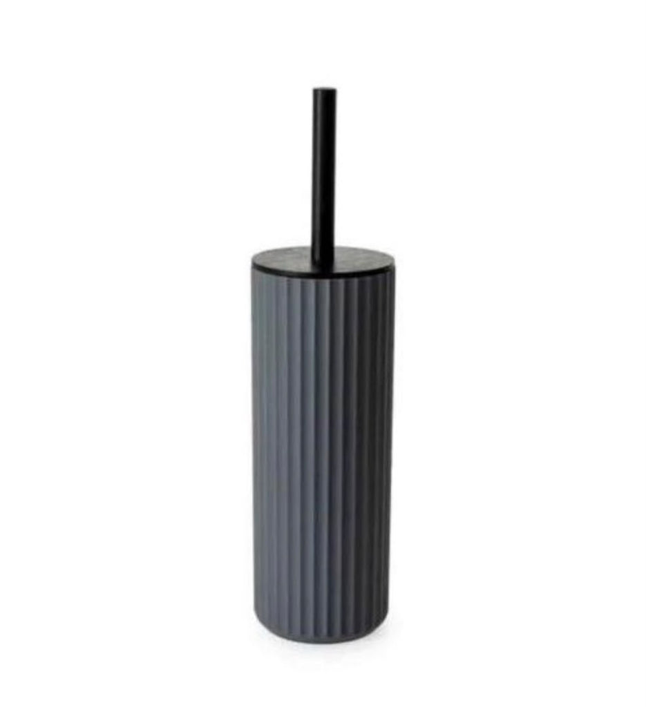 BlueCanyon Toilet Brush & Holder with Bamboo Lid – Grey