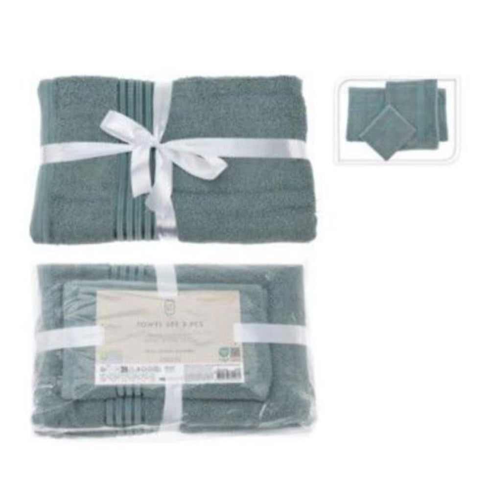 Essentials by Home & Styling 3-Piece Towel Set – Teal Green