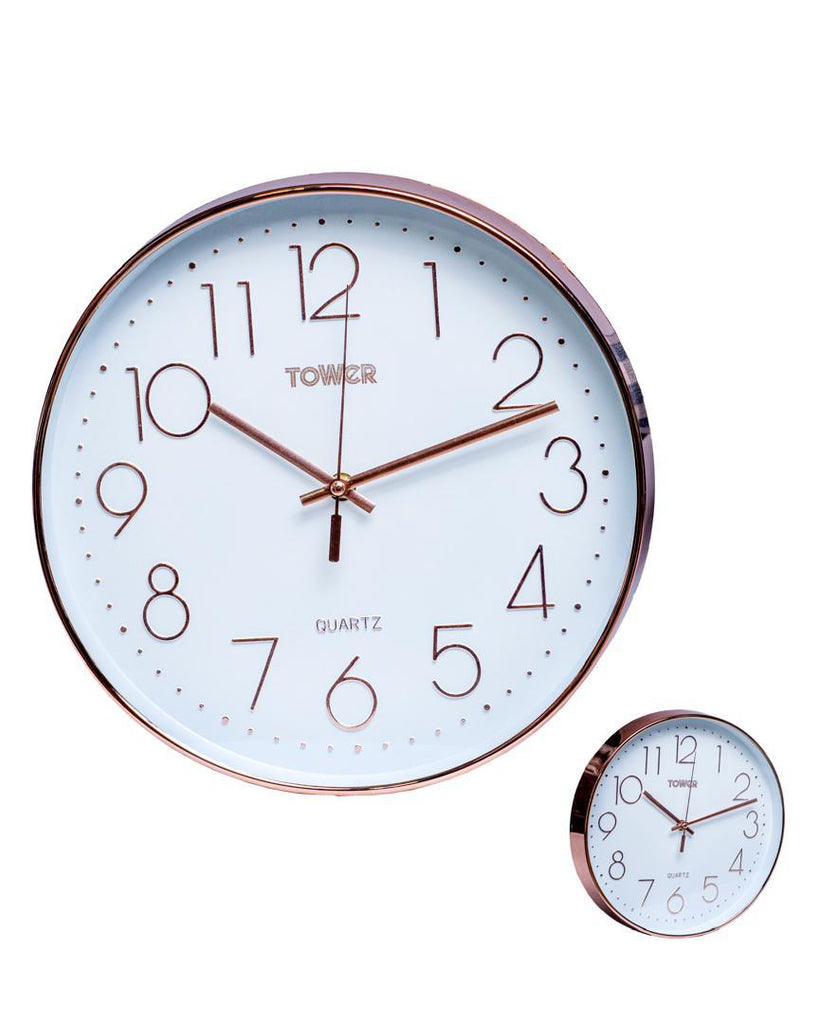 Tower Rose Gold Wall Clock – 30cm