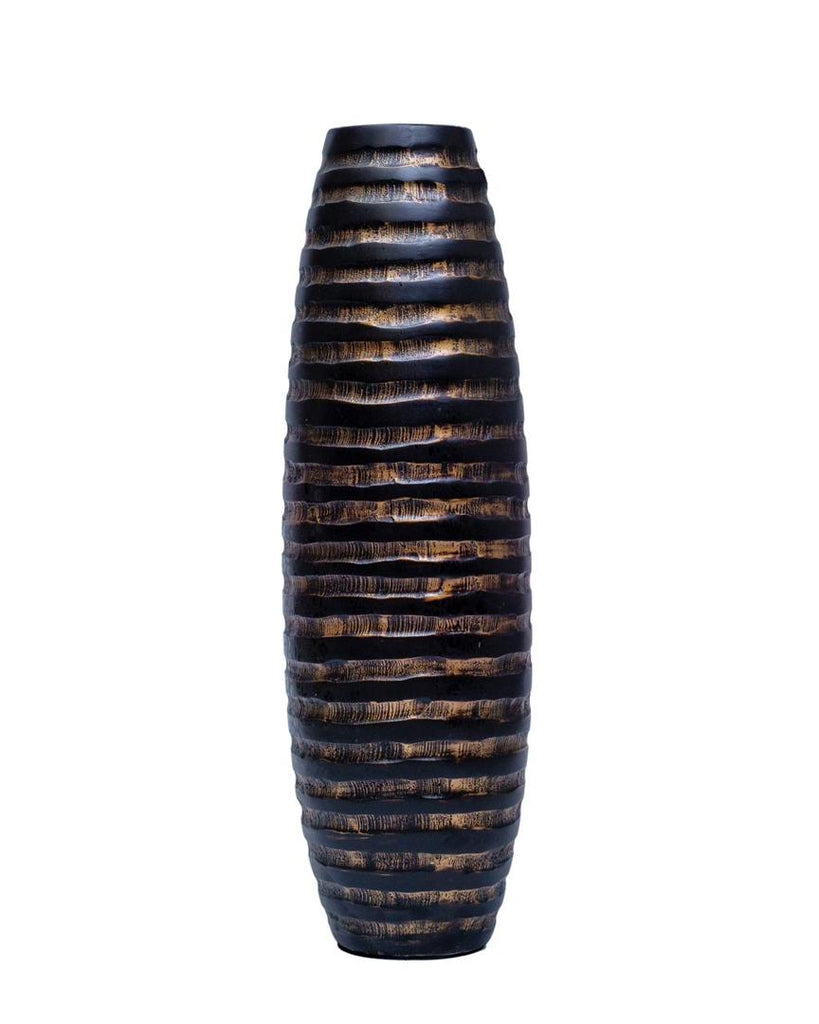 Coffee Brown & Bronze Ceramic Vase